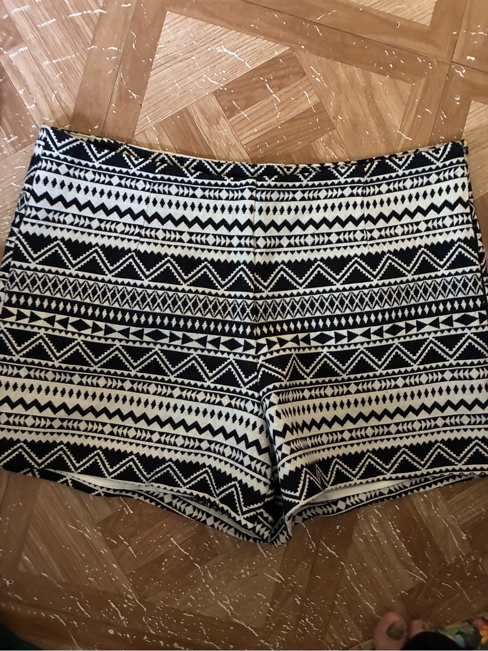 High-Waist Black & White Tribal Print Women's Shorts